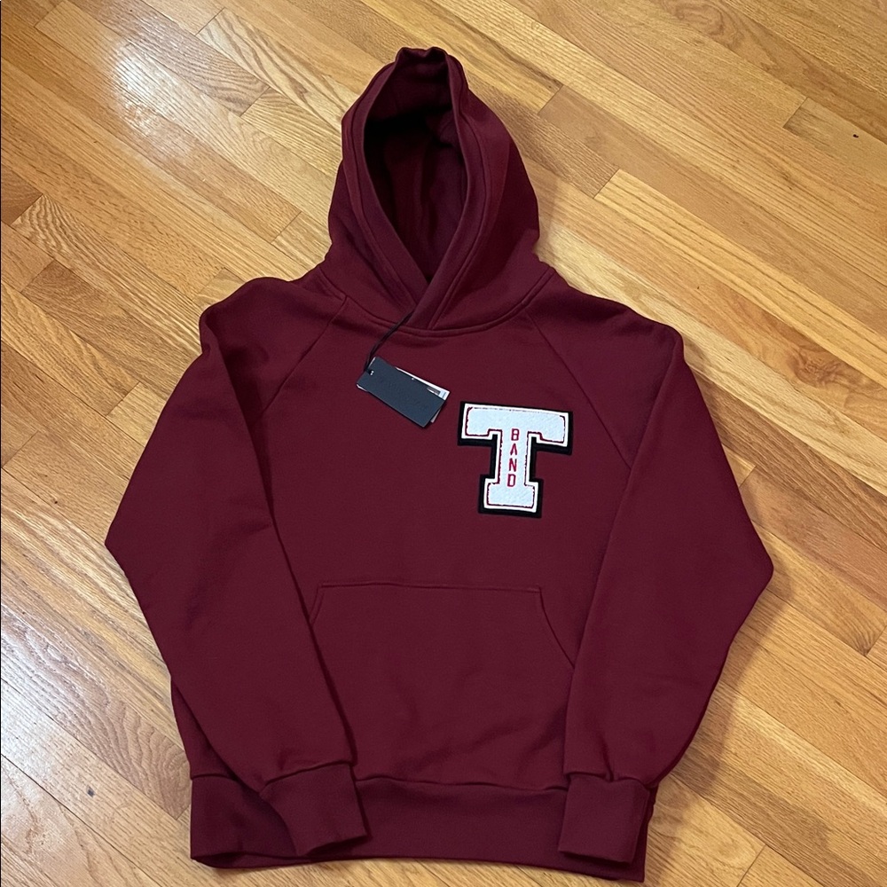 Twenty Montreal Men's Burgundy Red Wine Hoodie with T Band Logo Quality Comfort